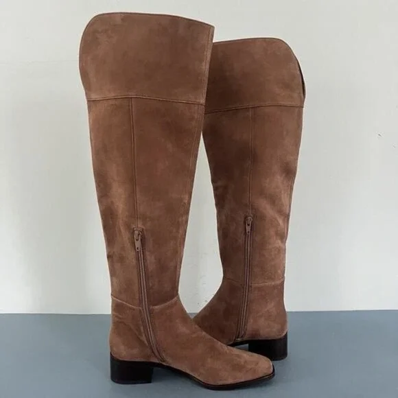 Antonio Melani Rilee Brown Suede Over The Knee Tall Dress Boots - Picture 7 of 11